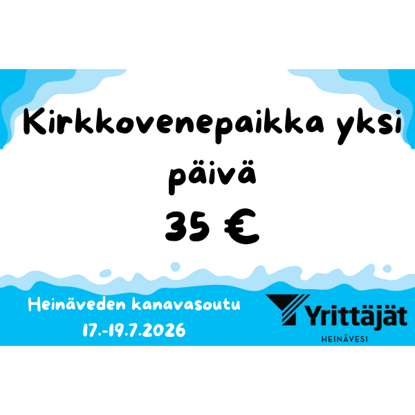 Kirkkovenepaikka yksi päivä