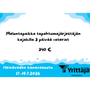 Melontapaikka järjestäjän kajakissa + ateriat kolme päivää